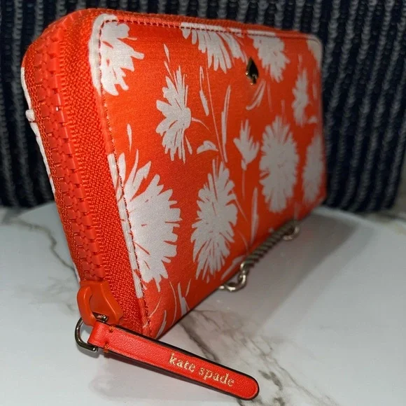 Kate Spade Orange Jae Wild Blossom Multi Large Continental Zip Around Wallet - Picture 2 of 16